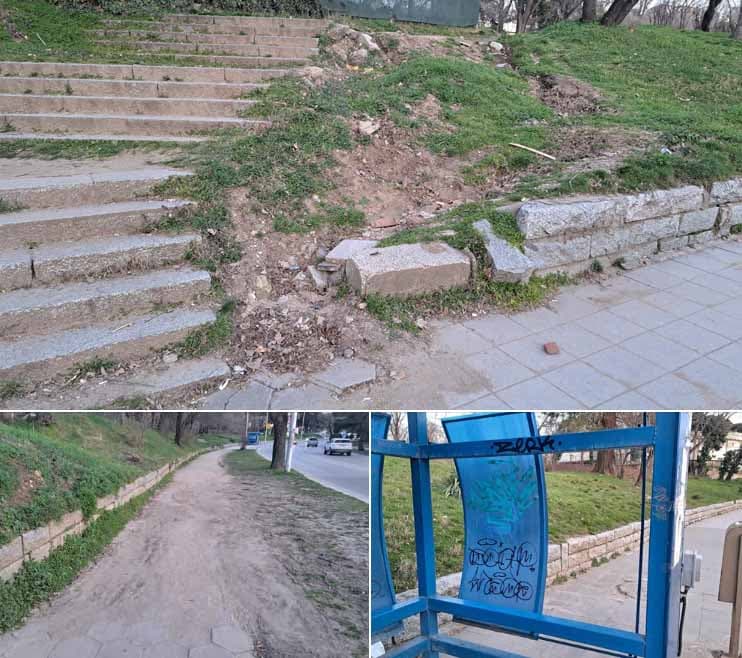 Тротоарът на бул. „Св. Димитър Солунски“ – опасен и занемарен